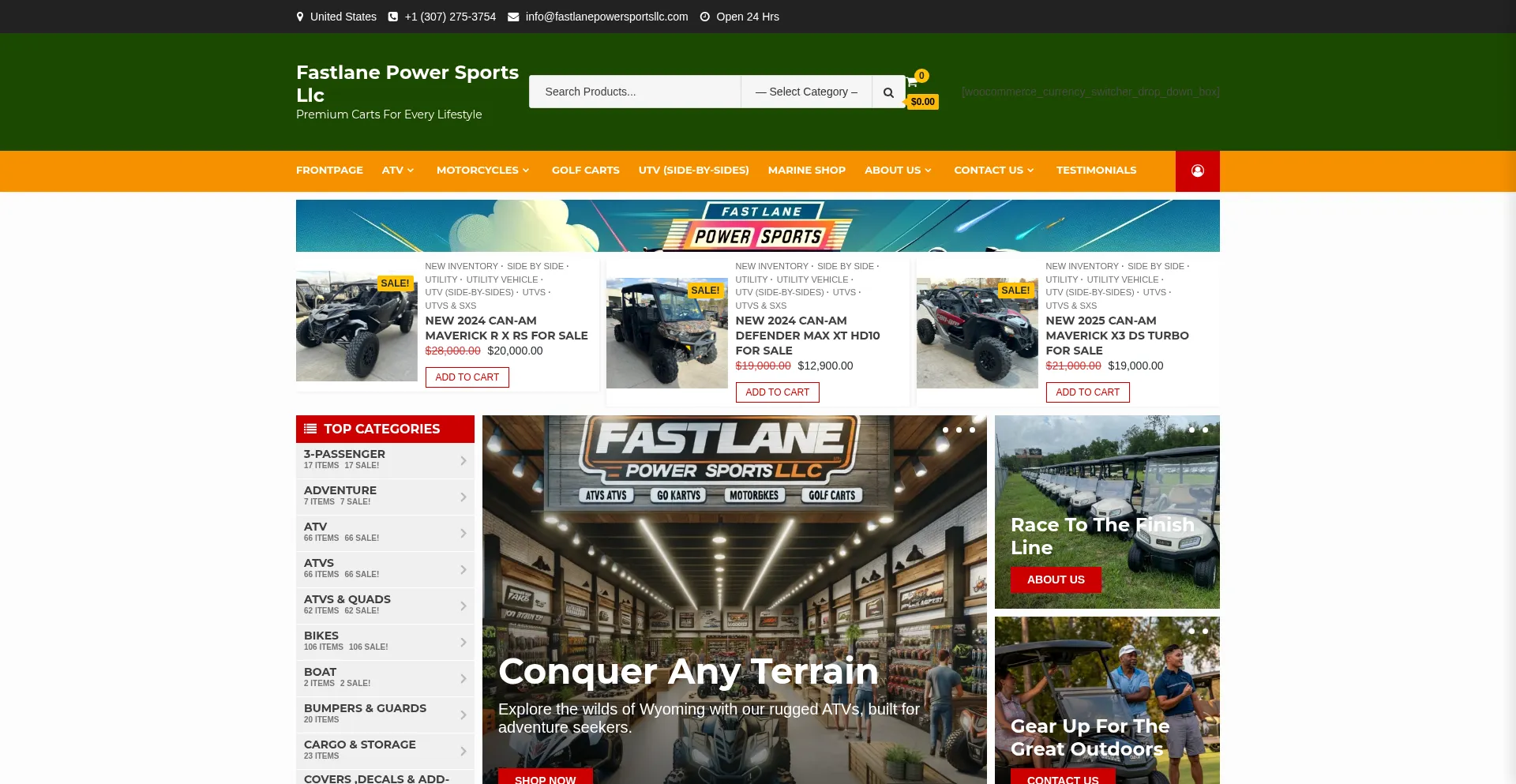 Website screenshot of Fastlanepowersportsllc.com