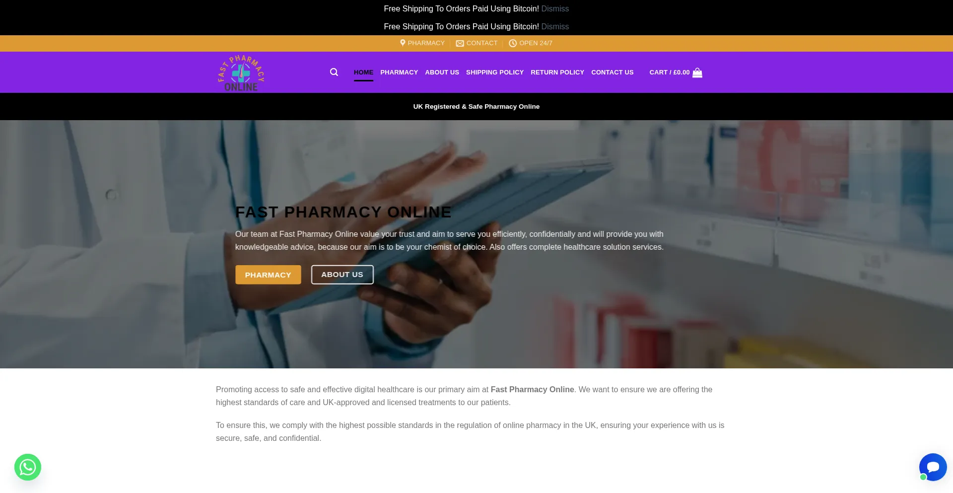 Website screenshot of Fastpharmacyonline.uk