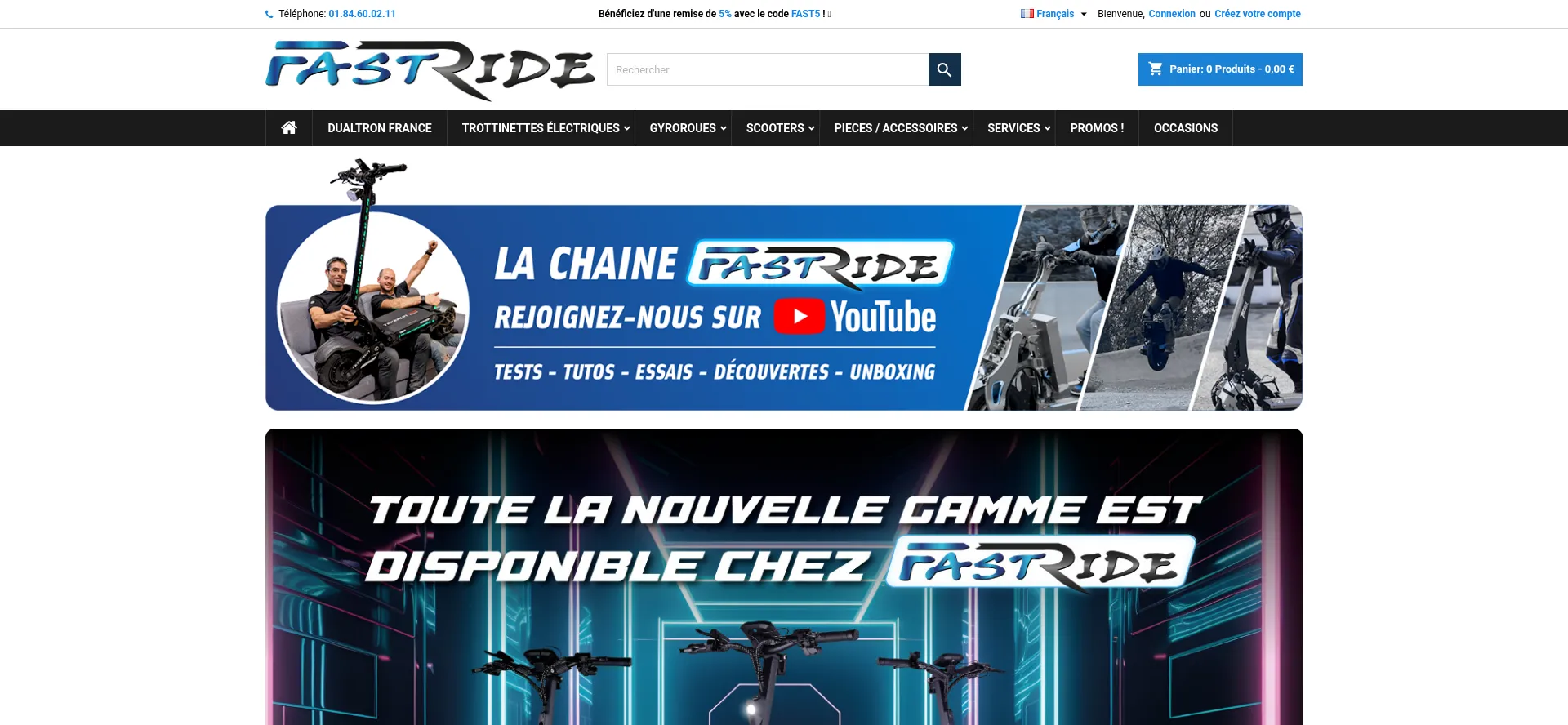 Website screenshot of Fastride.fr