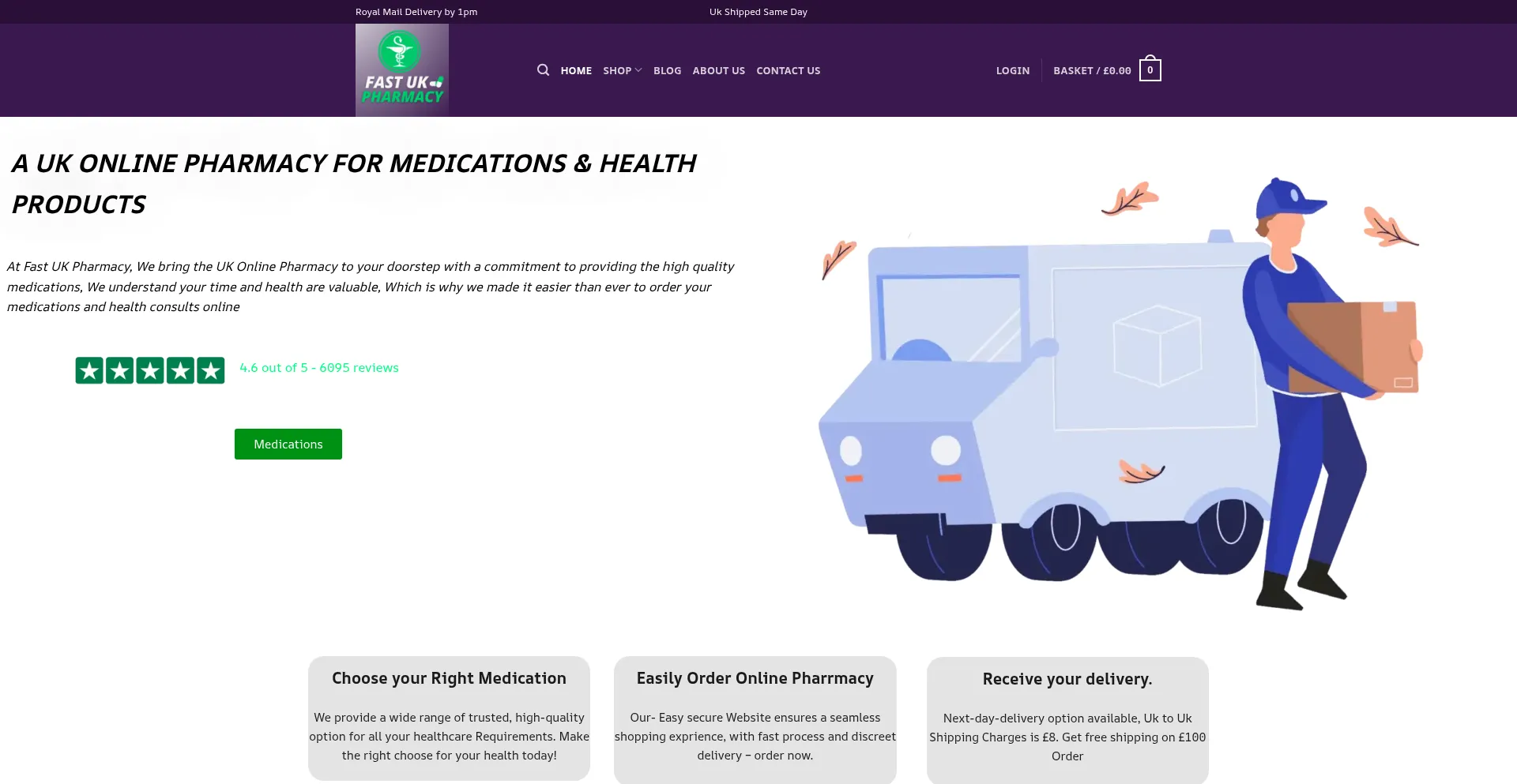 Website screenshot of Fastukpharmacy.com
