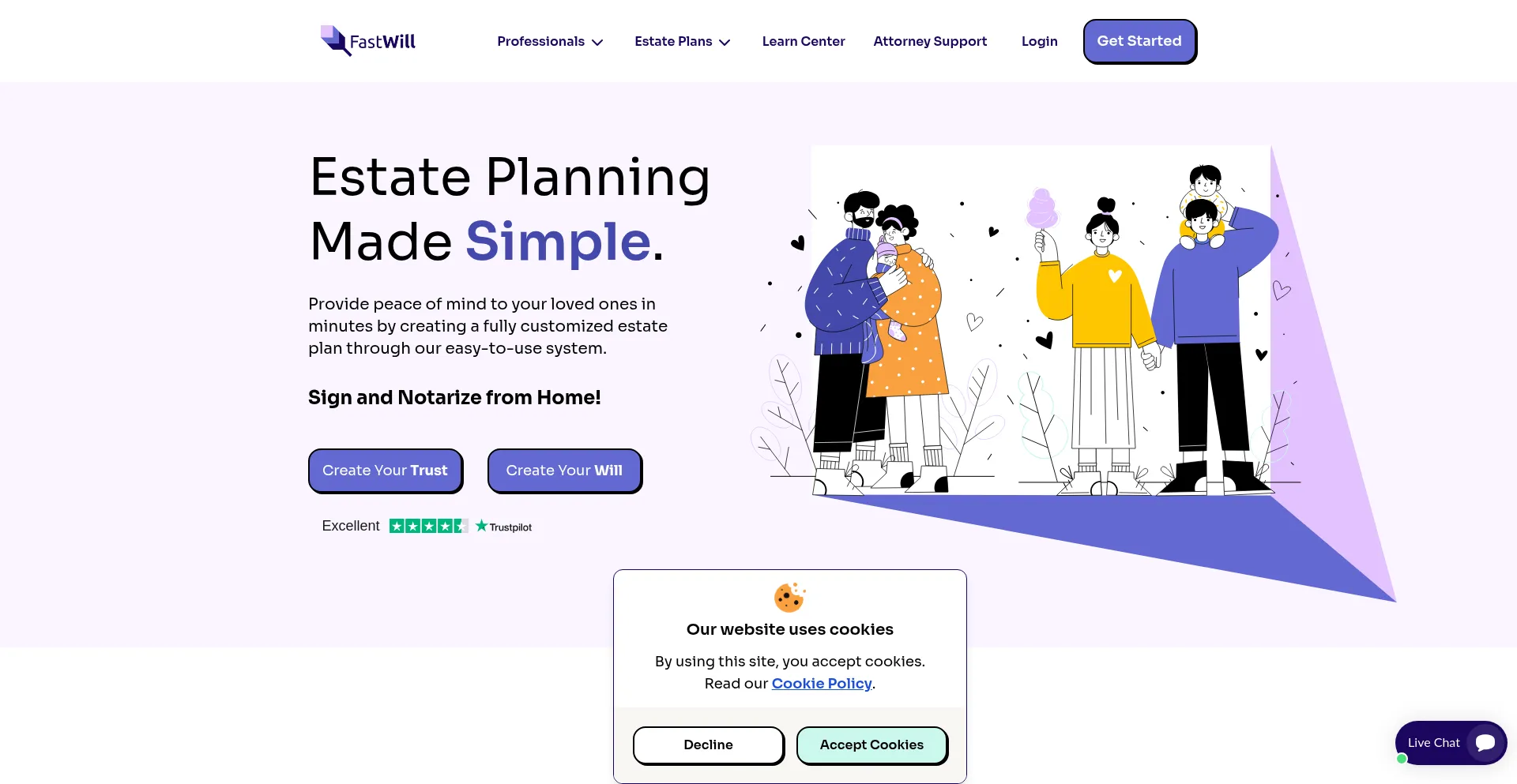 Website screenshot of Fastwill.com