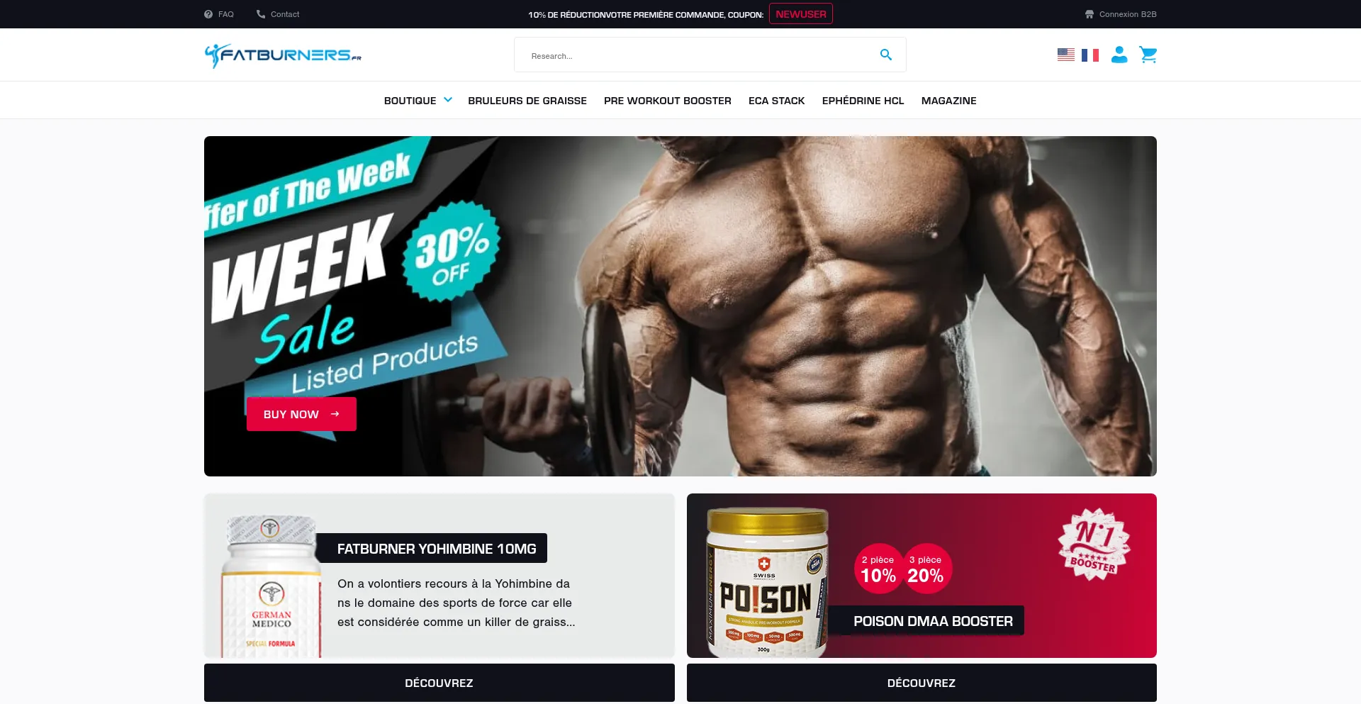 Website screenshot of Fatburners.fr