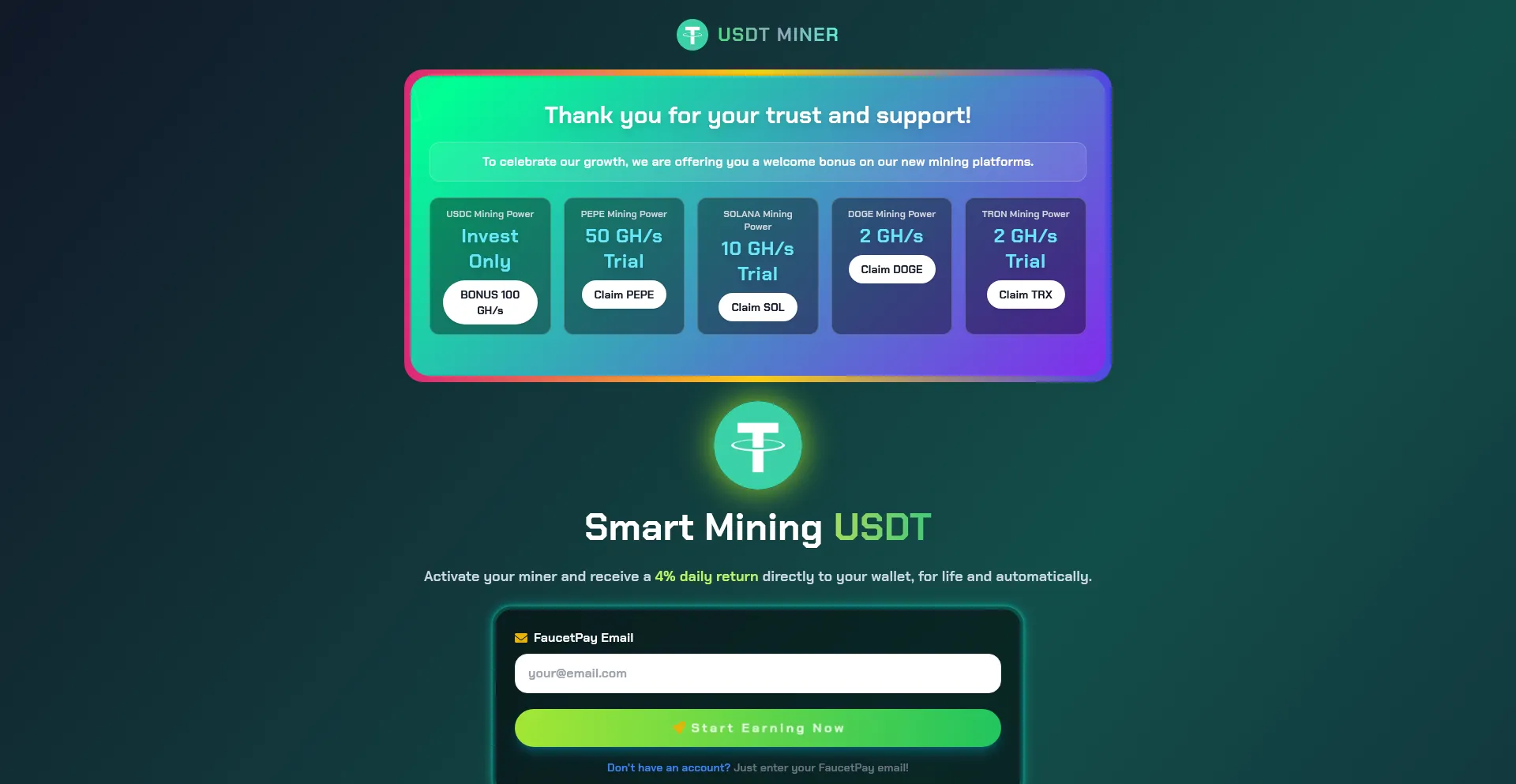 Website screenshot of Faucet-crypto.shop