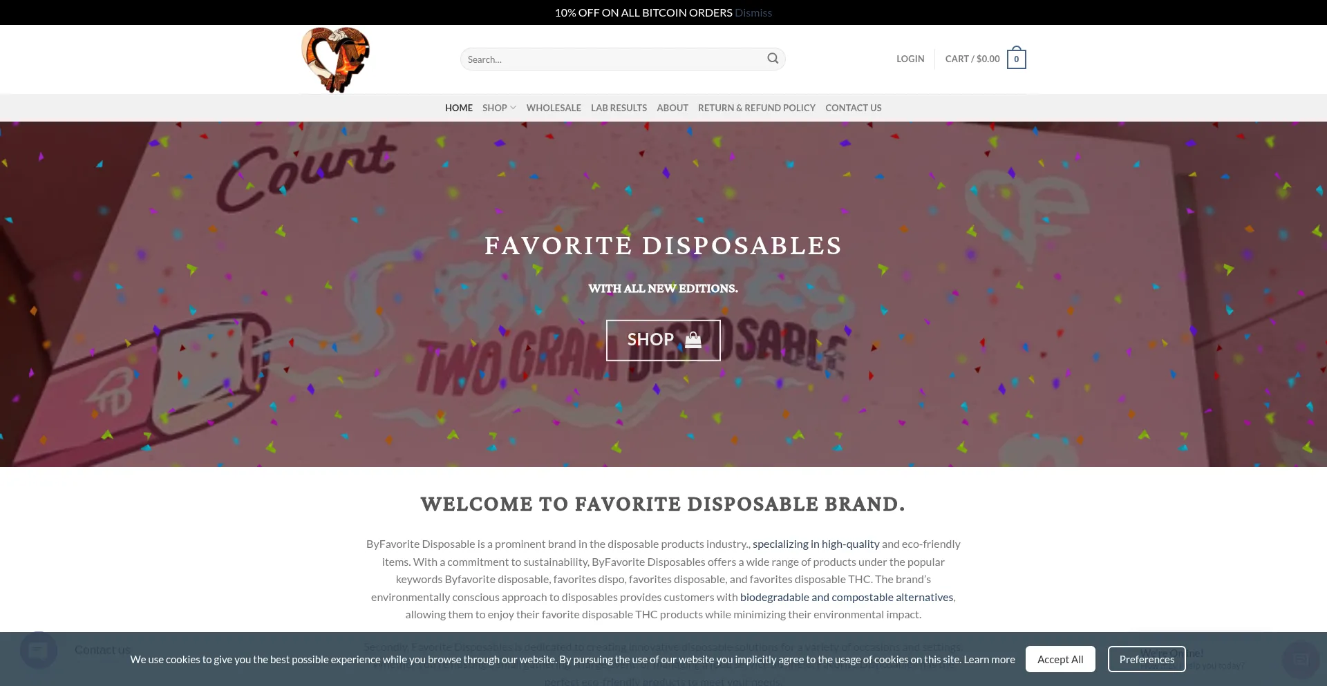 Website screenshot of Favoritedisposablebrand.com