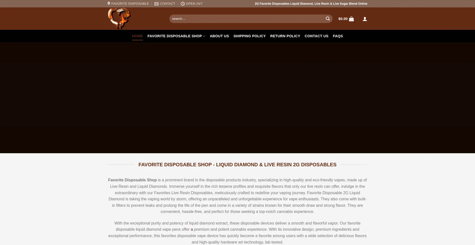 Website screenshot of Favoritedisposableshop.com