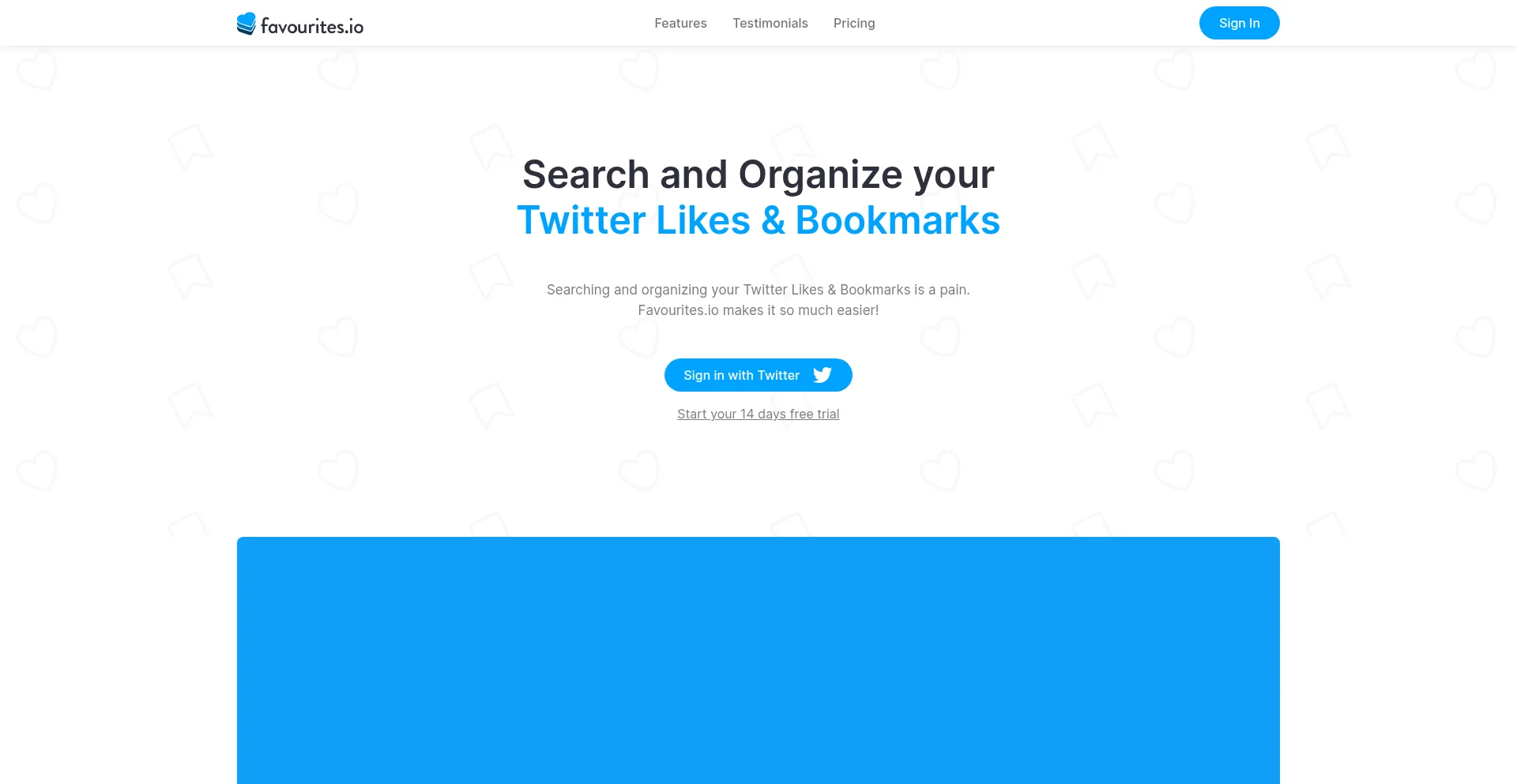 Website screenshot of Favourites.io