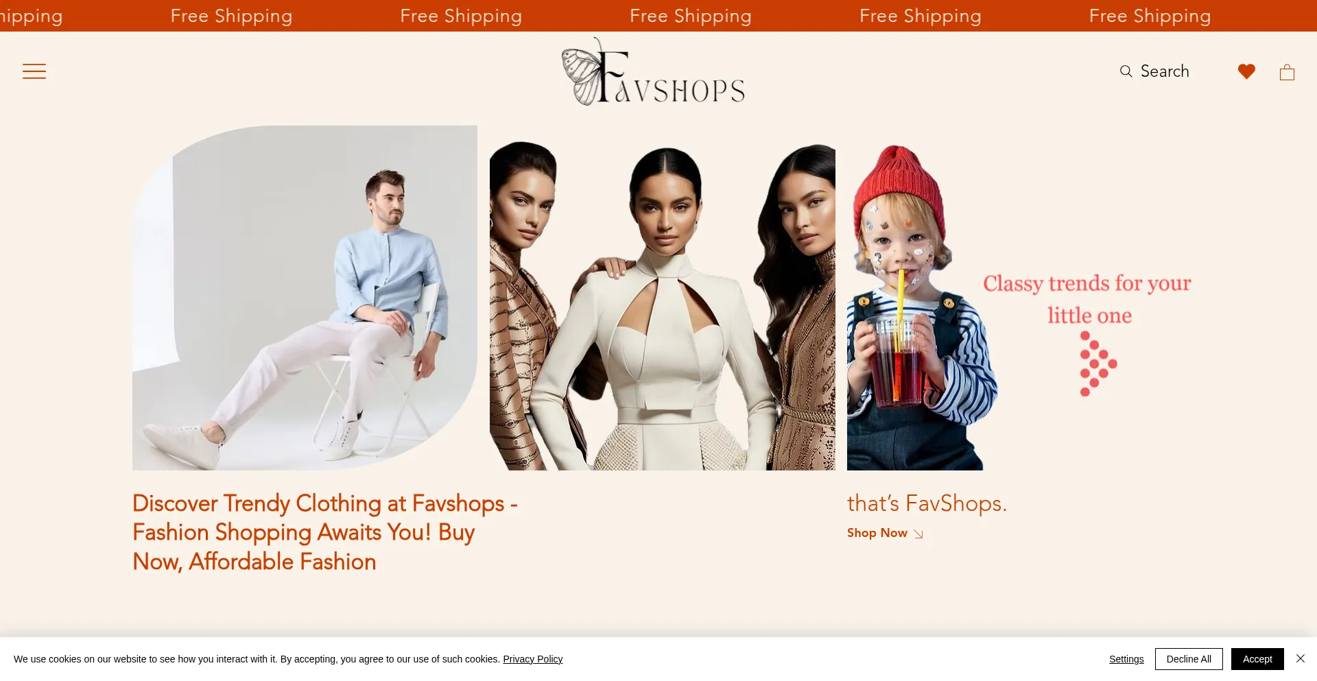 Website screenshot of Favshops.com