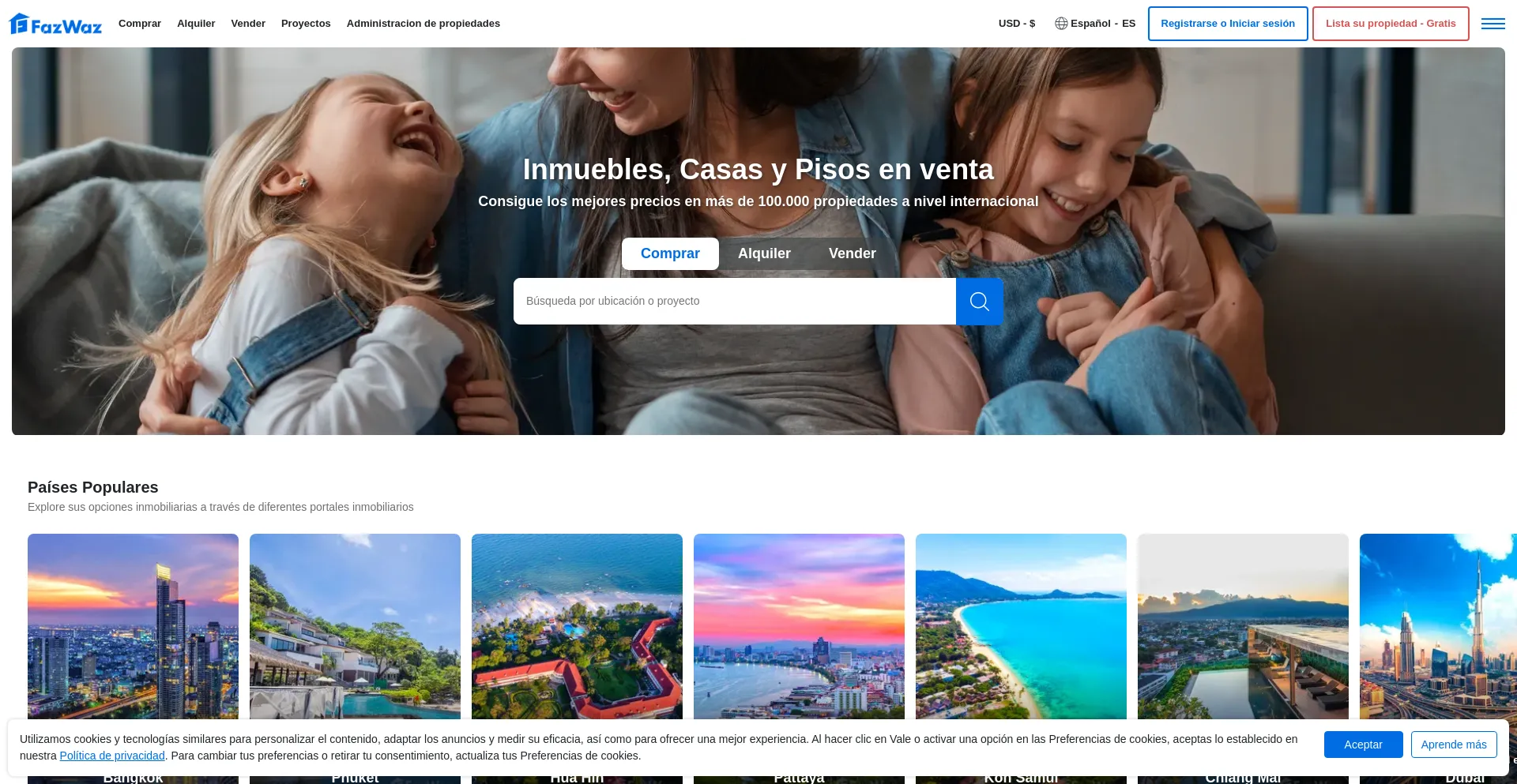Website screenshot of Fazwaz.es
