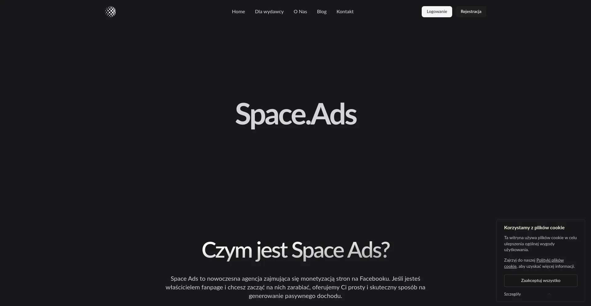 Website screenshot of Fbspaceads.pl