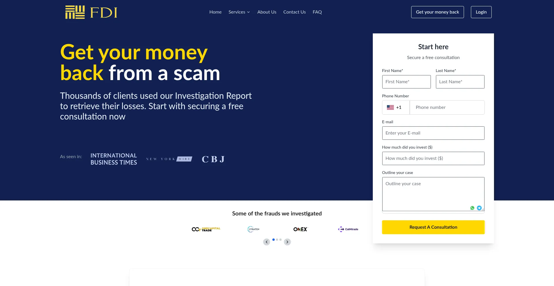Website screenshot of Fdiportal.com
