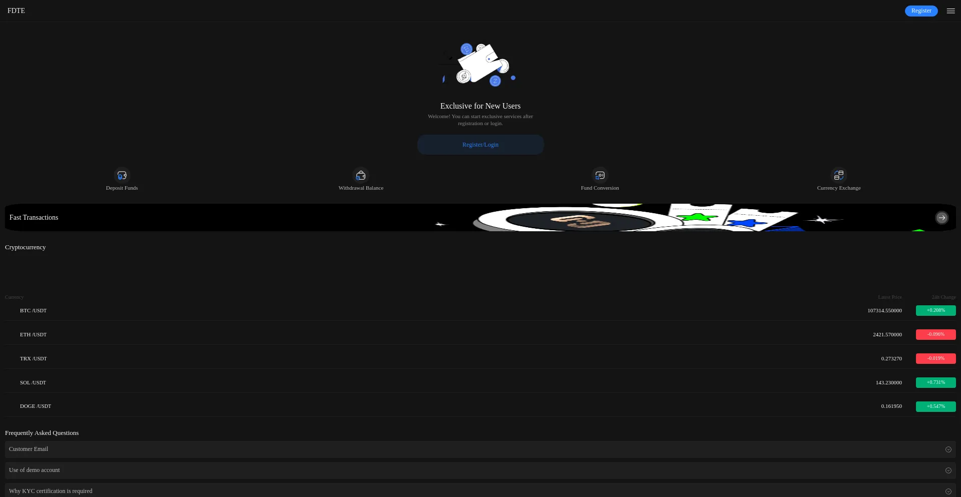Website screenshot of Fdte.xyz