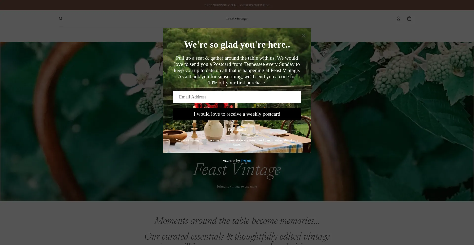 Website screenshot of Feastvintage.com