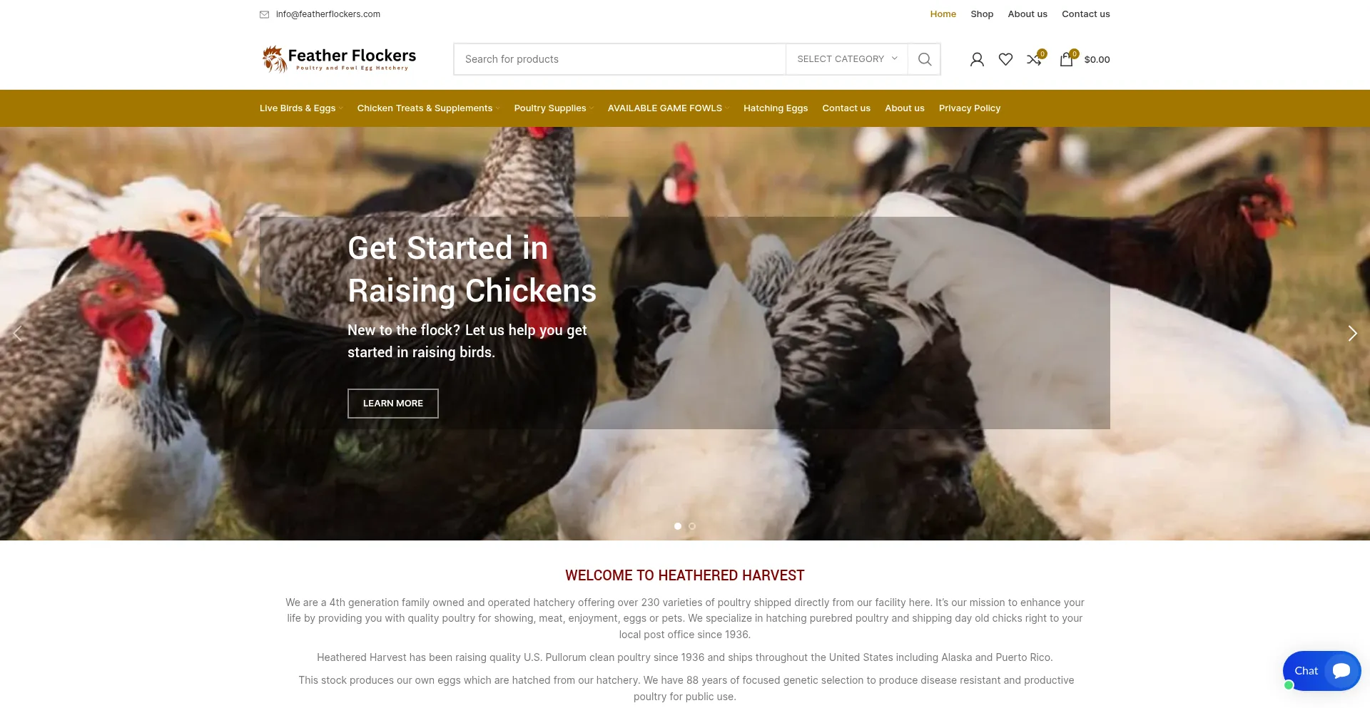 Website screenshot of Featherflockers.com