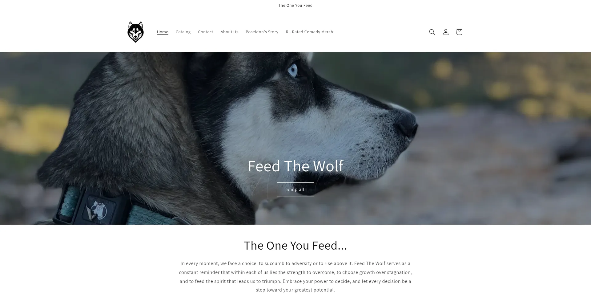 Website screenshot of Feedthewolf.com