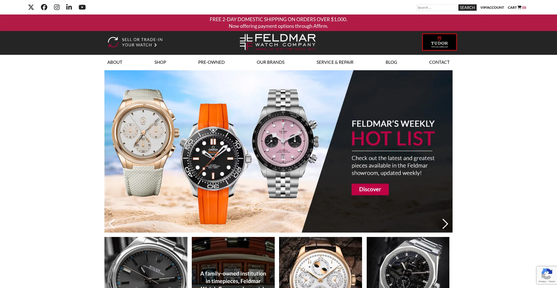 Website screenshot of Feldmarwatch.com