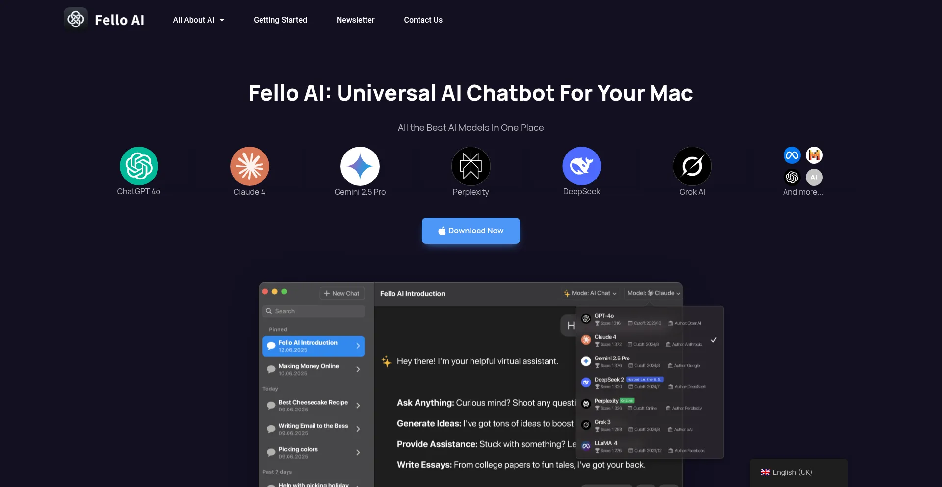 Website screenshot of Felloai.com