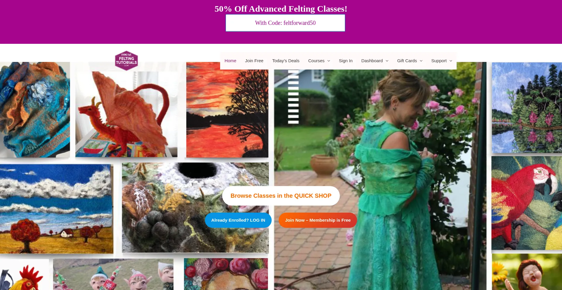 Website screenshot of Feltingtutorials.com