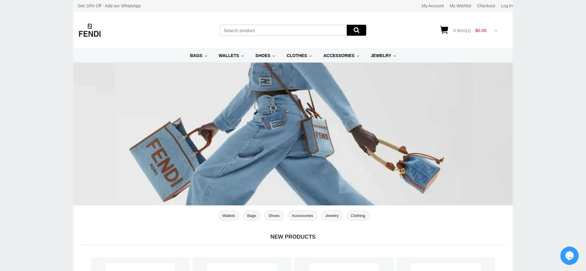 Website screenshot of Fendisoutlet.com