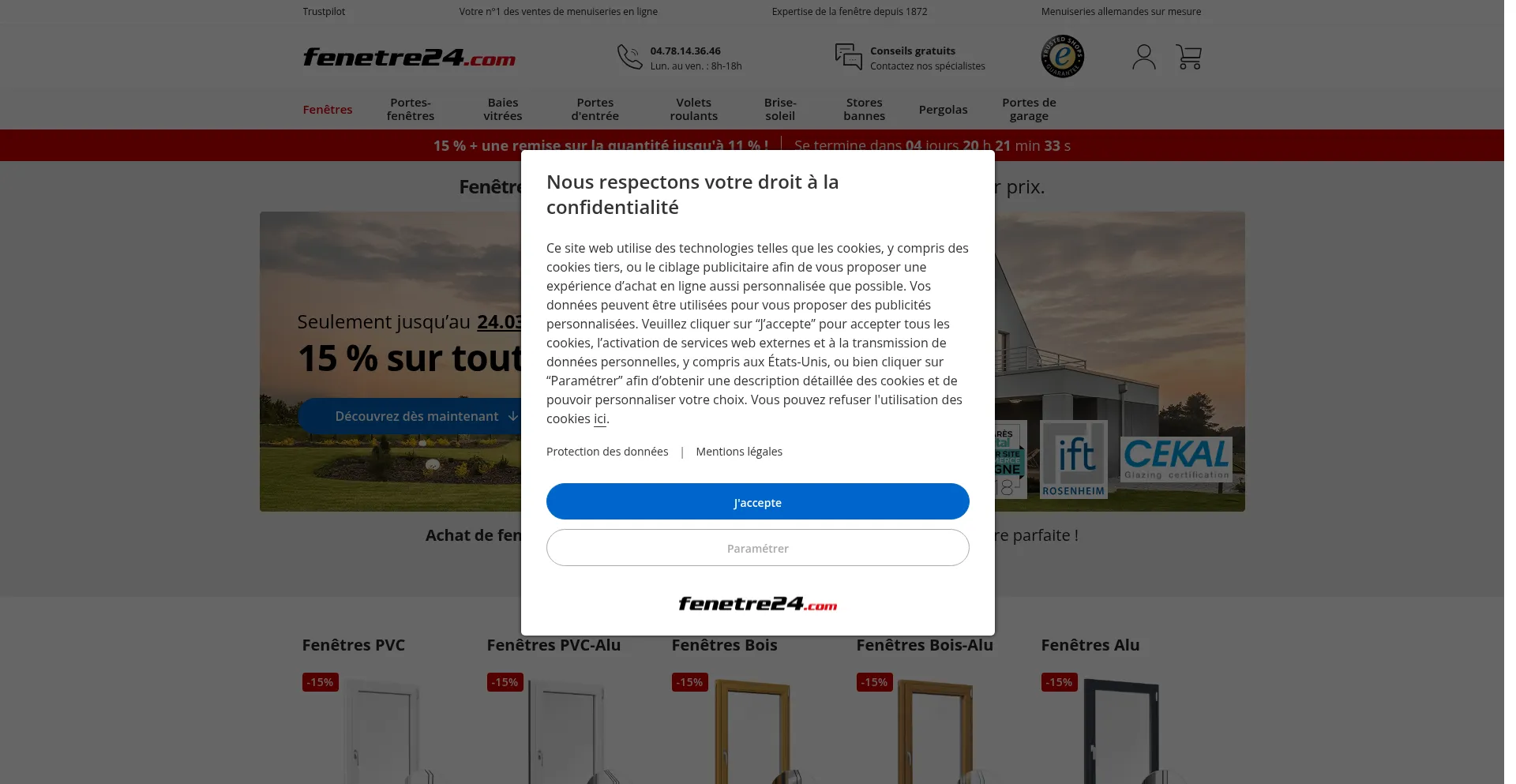 Website screenshot of Fenetre24.com