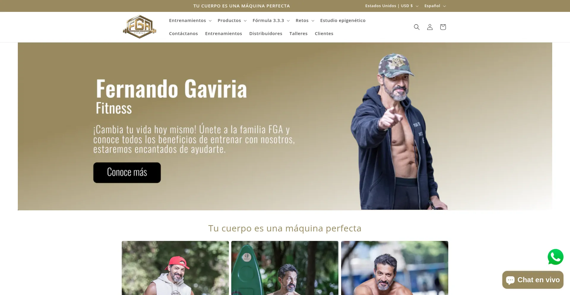 Website screenshot of Fgafitness.com