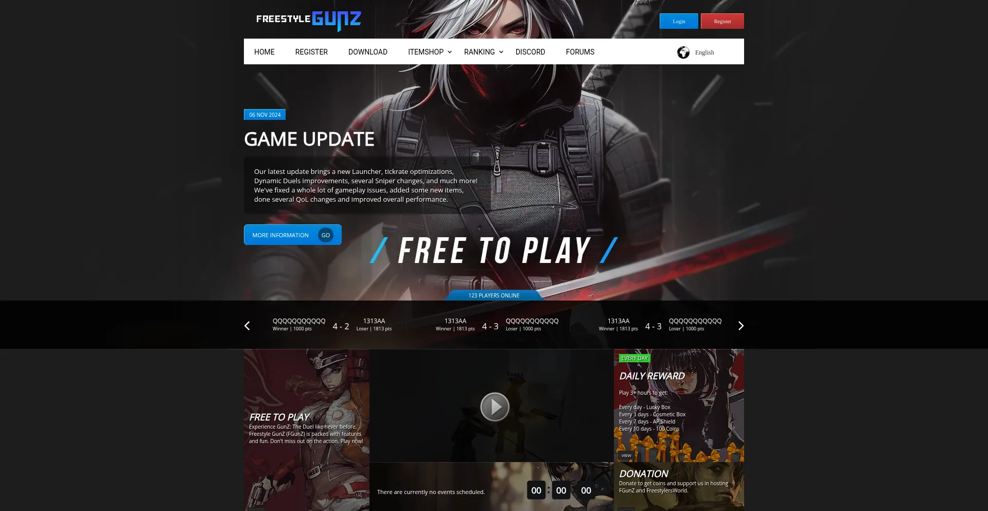Website screenshot of Fgunz.net