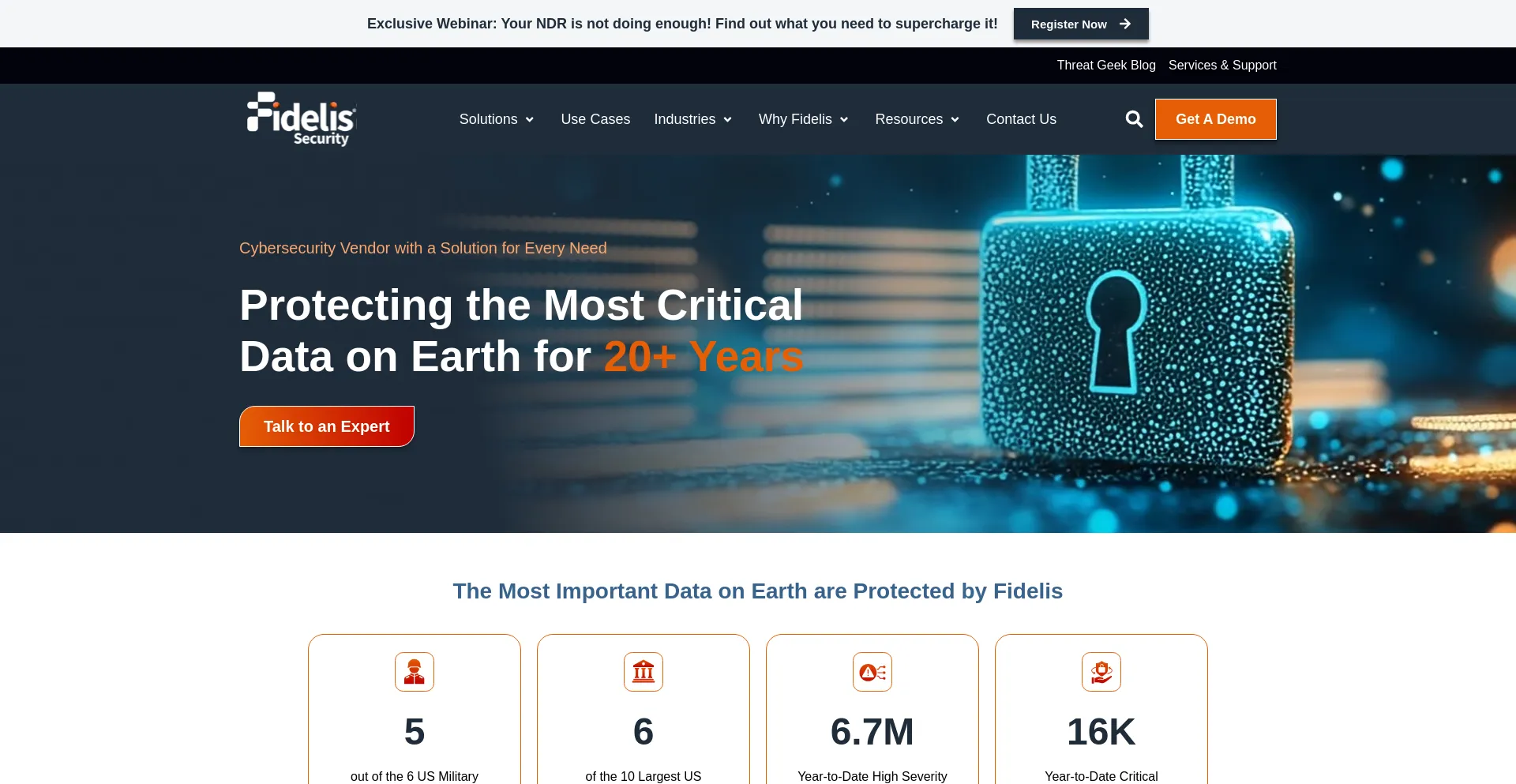 Website screenshot of Fidelissecurity.com
