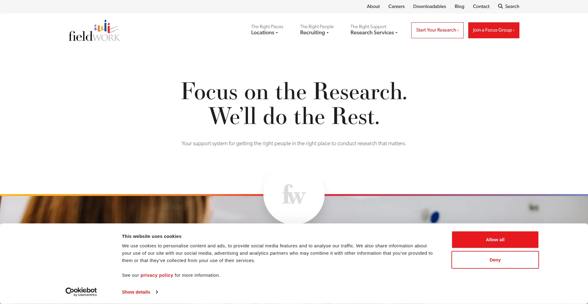 Website screenshot of Fieldwork.com