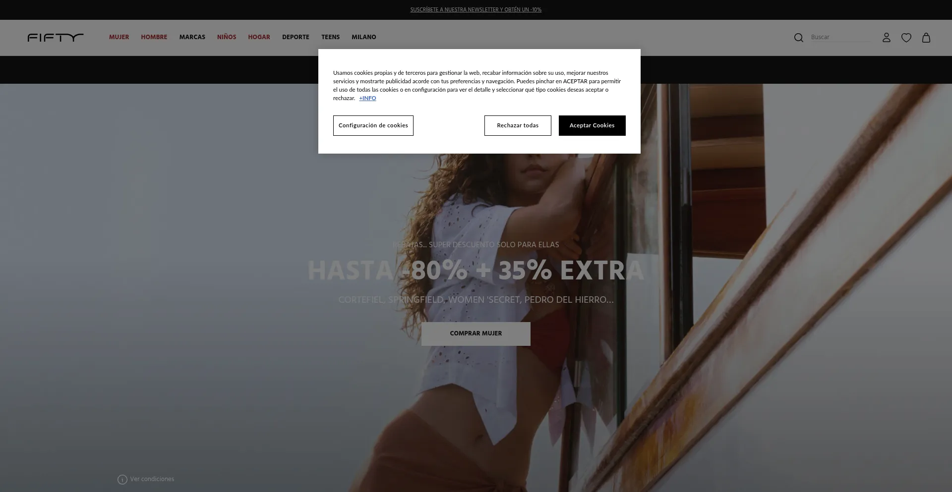 Website screenshot of Fiftyoutlet.com