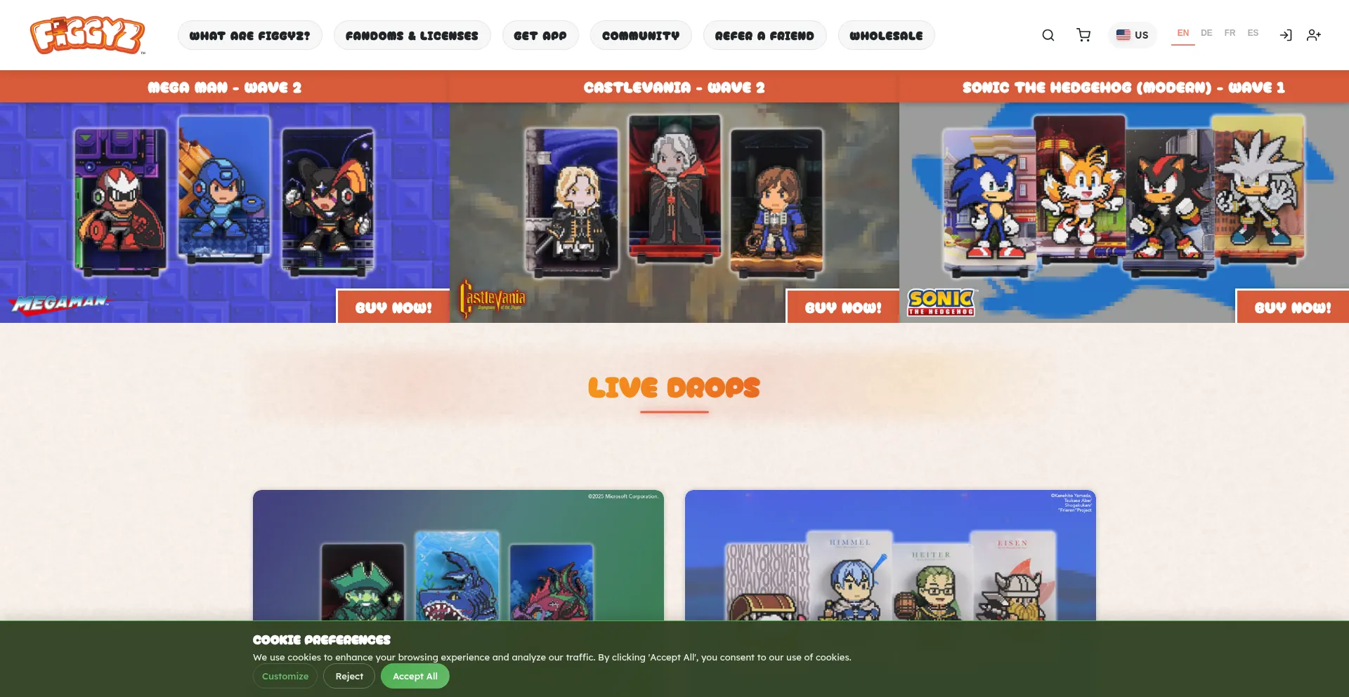 Website screenshot of Figgyz.com