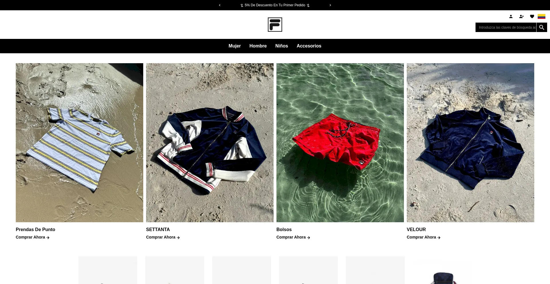 Website screenshot of Fila-colombia.com.co