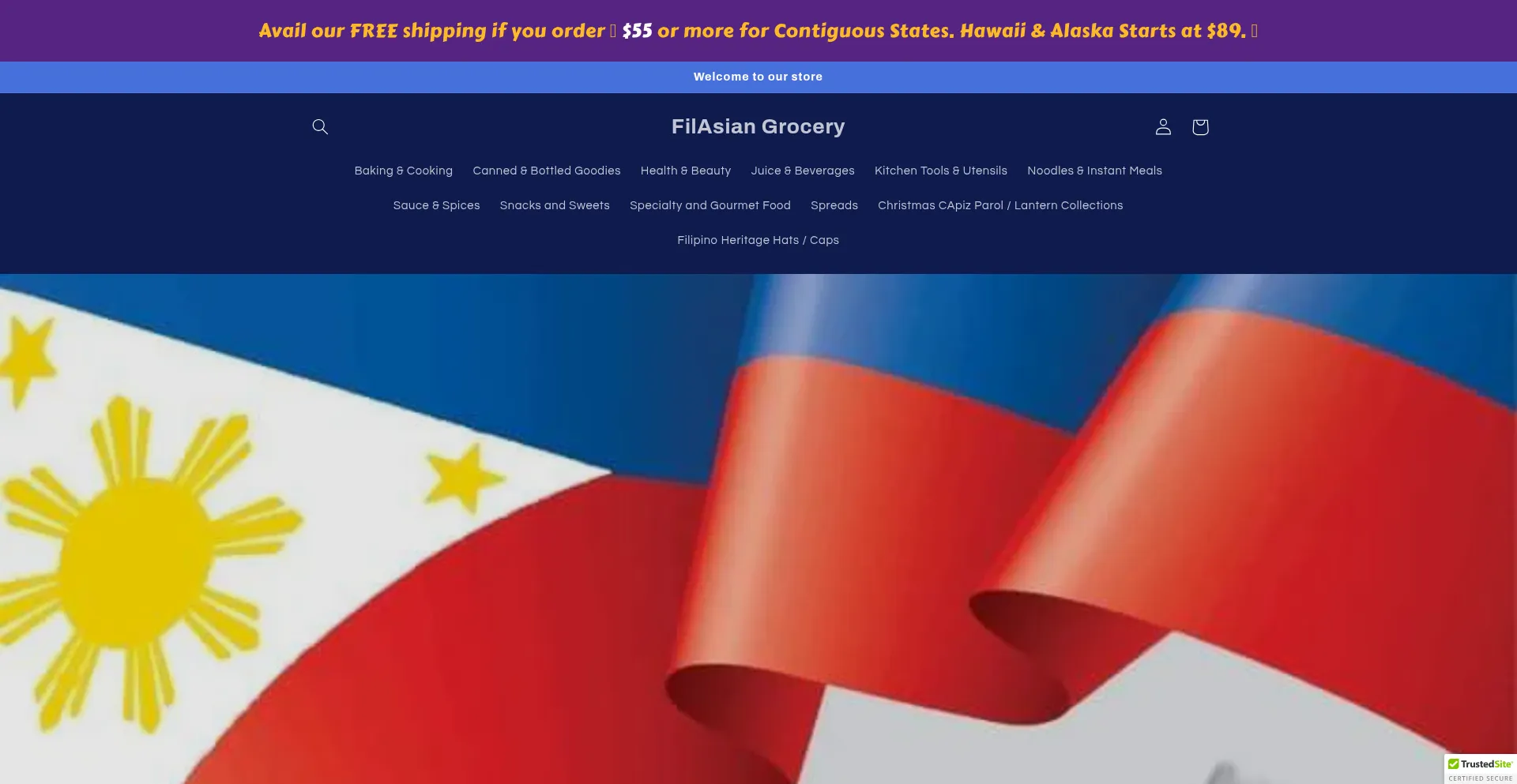 Website screenshot of Filasiangrocery.com