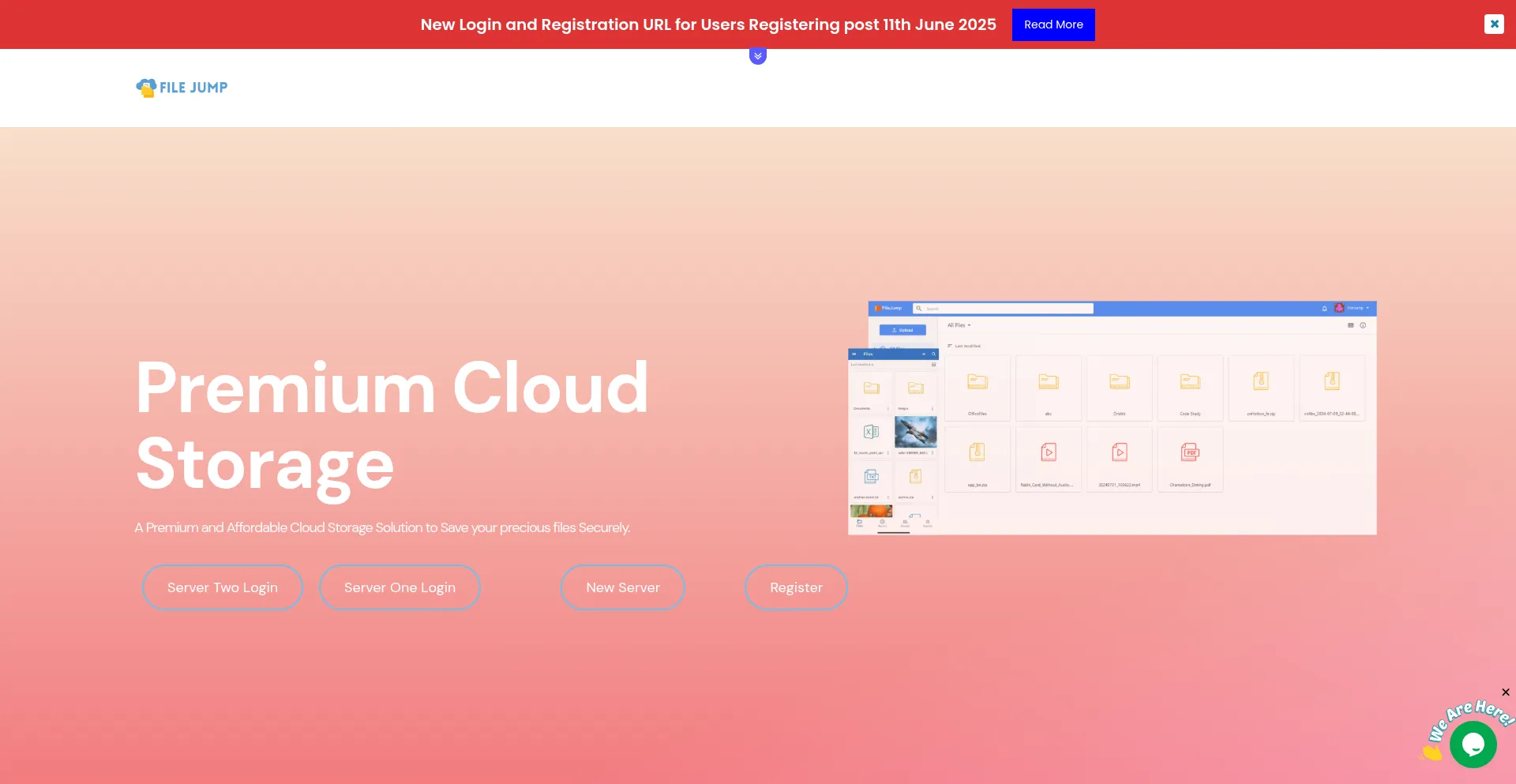 Website screenshot of Filejump.com