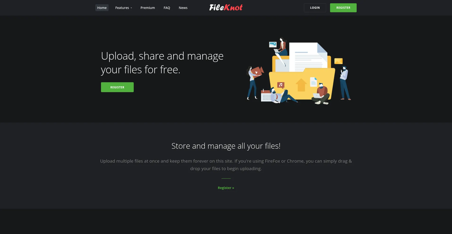 Website screenshot of Fileknot.com