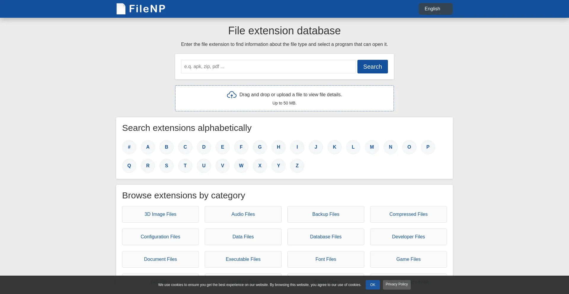Website screenshot of Filenp.com