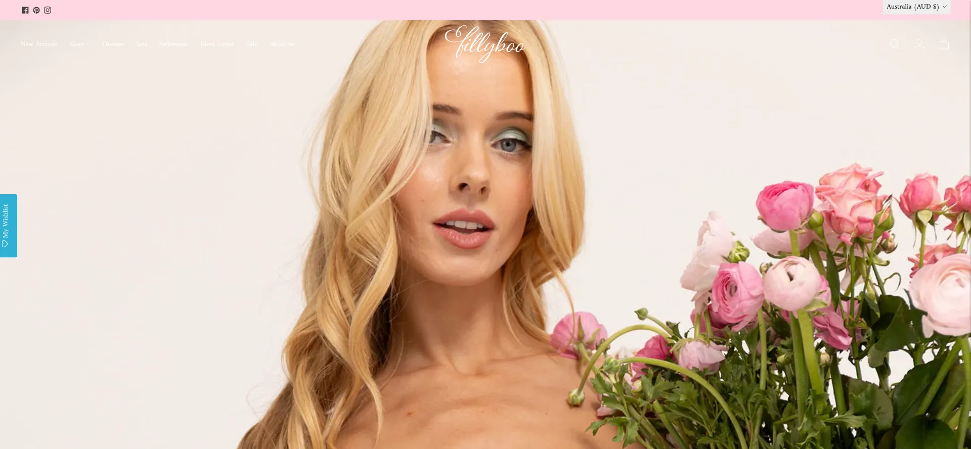 Website screenshot of Fillyboo.com.au