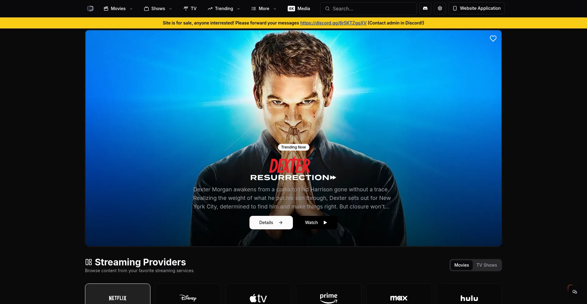 Website screenshot of Filmex.to
