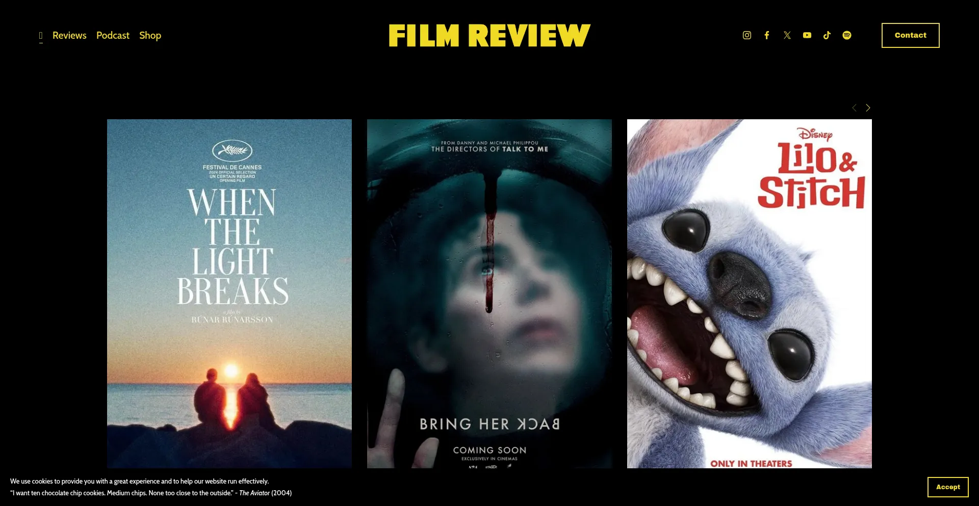 Website screenshot of Filmreviewdaily.com