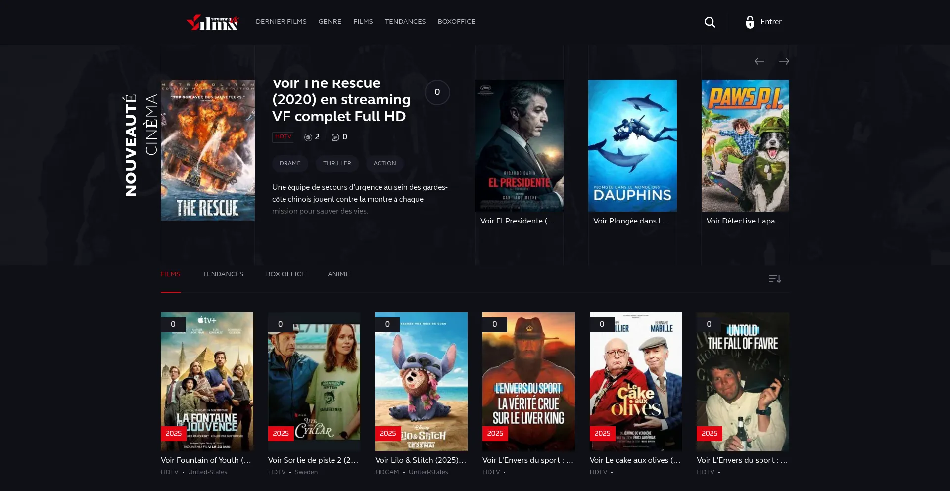 Website screenshot of Filmsstreaming-vk.com