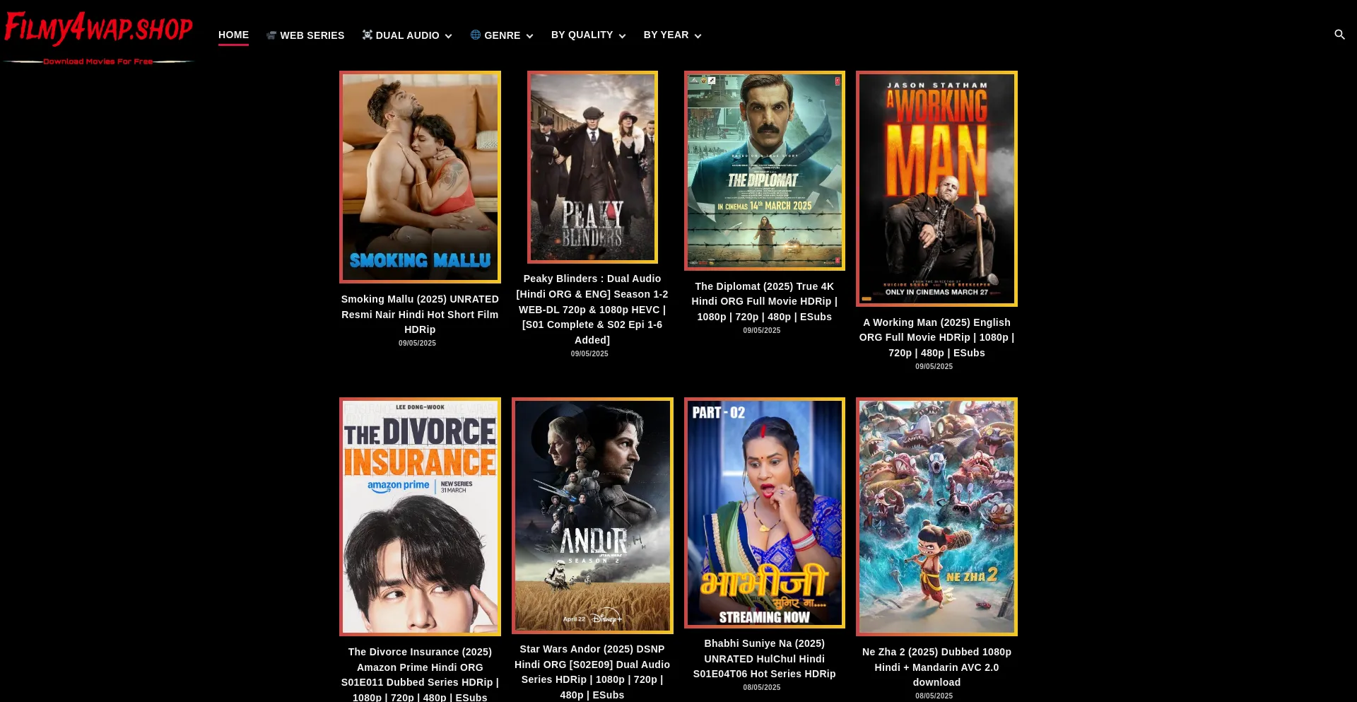 Website screenshot of Filmy4wap.shop