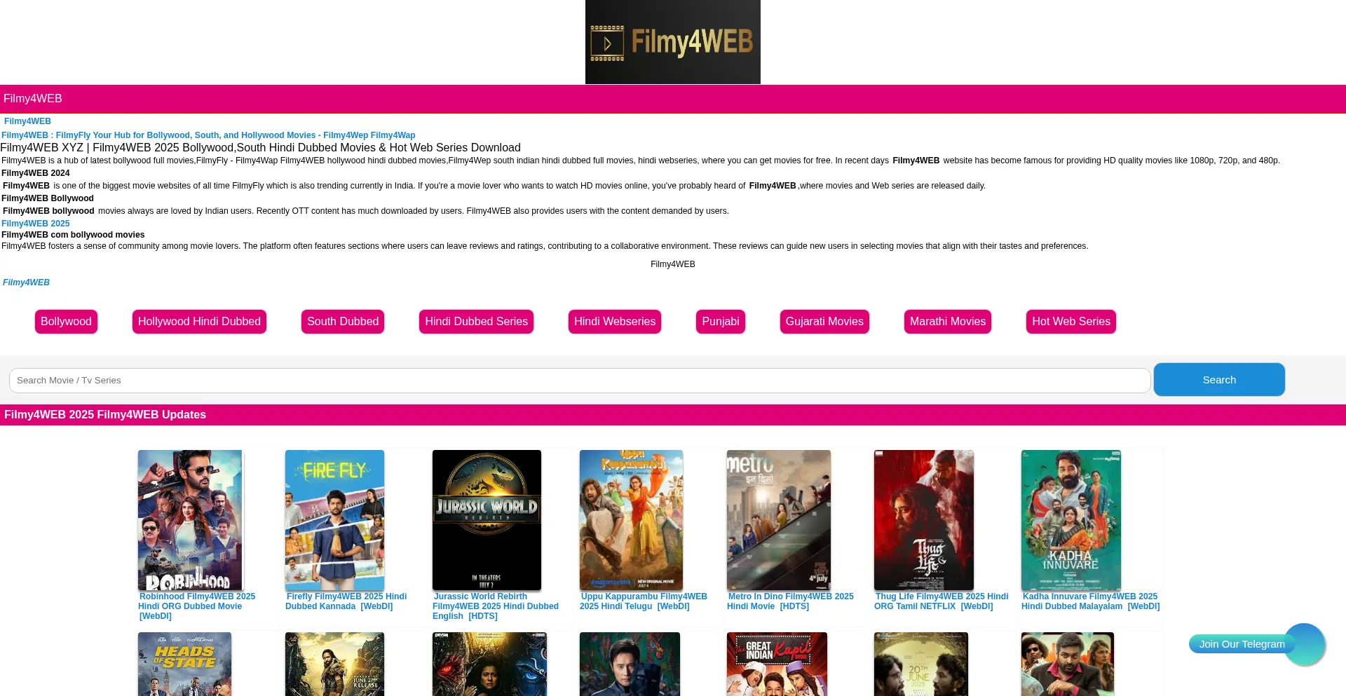Website screenshot of Filmy4web.im