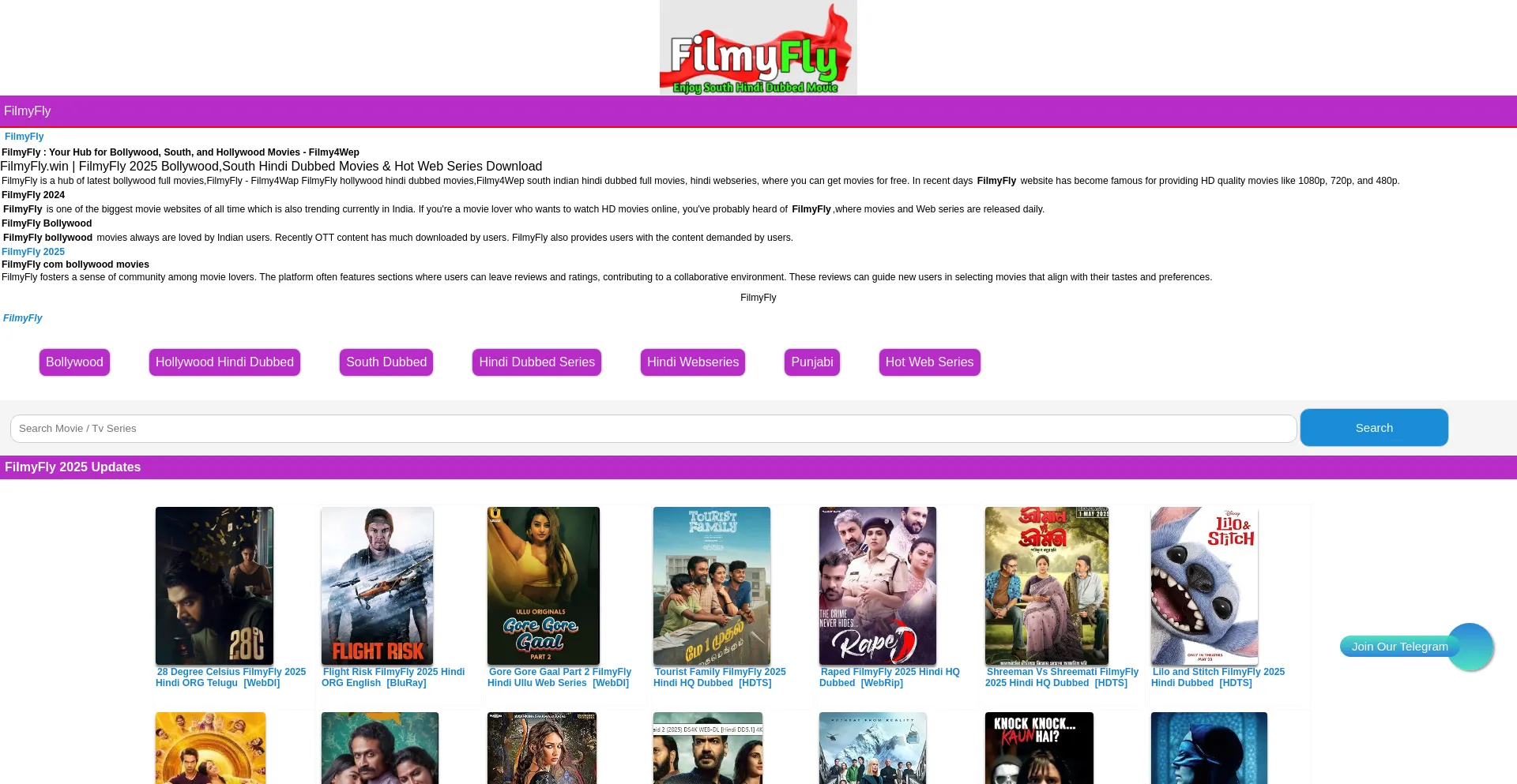 Website screenshot of Filmyfly11.com.in