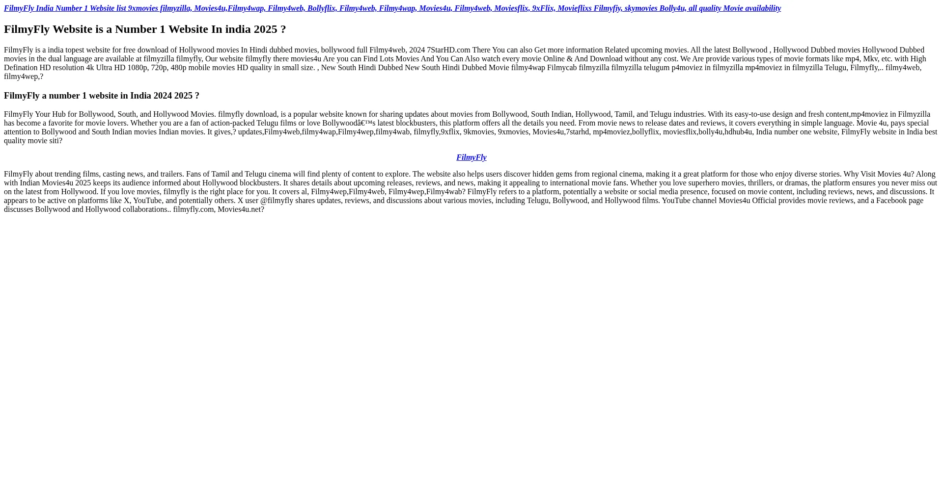 Website screenshot of Filmyfly8.com