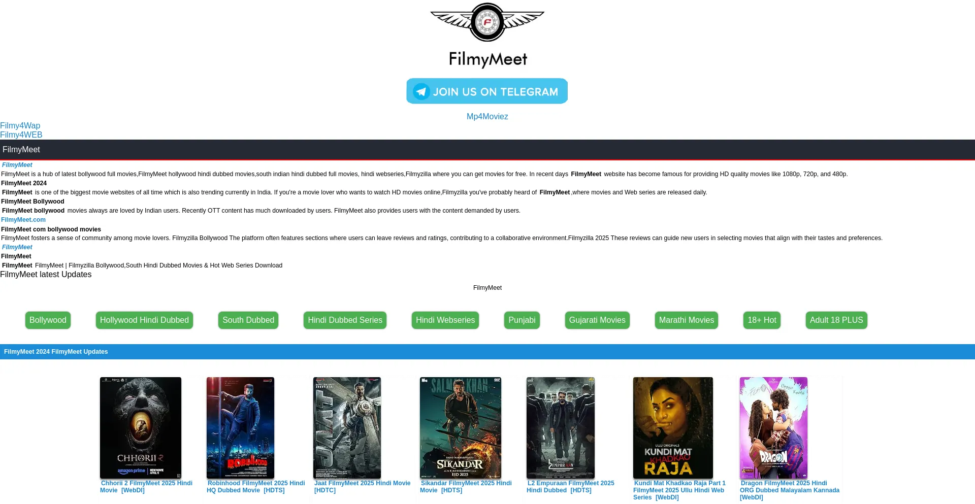 Website screenshot of Filmymeet.wiki