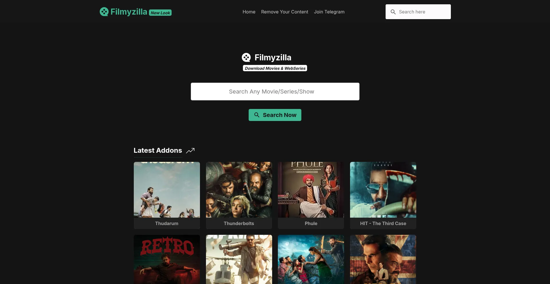 Website screenshot of Filmyzilla.moviesda10.com