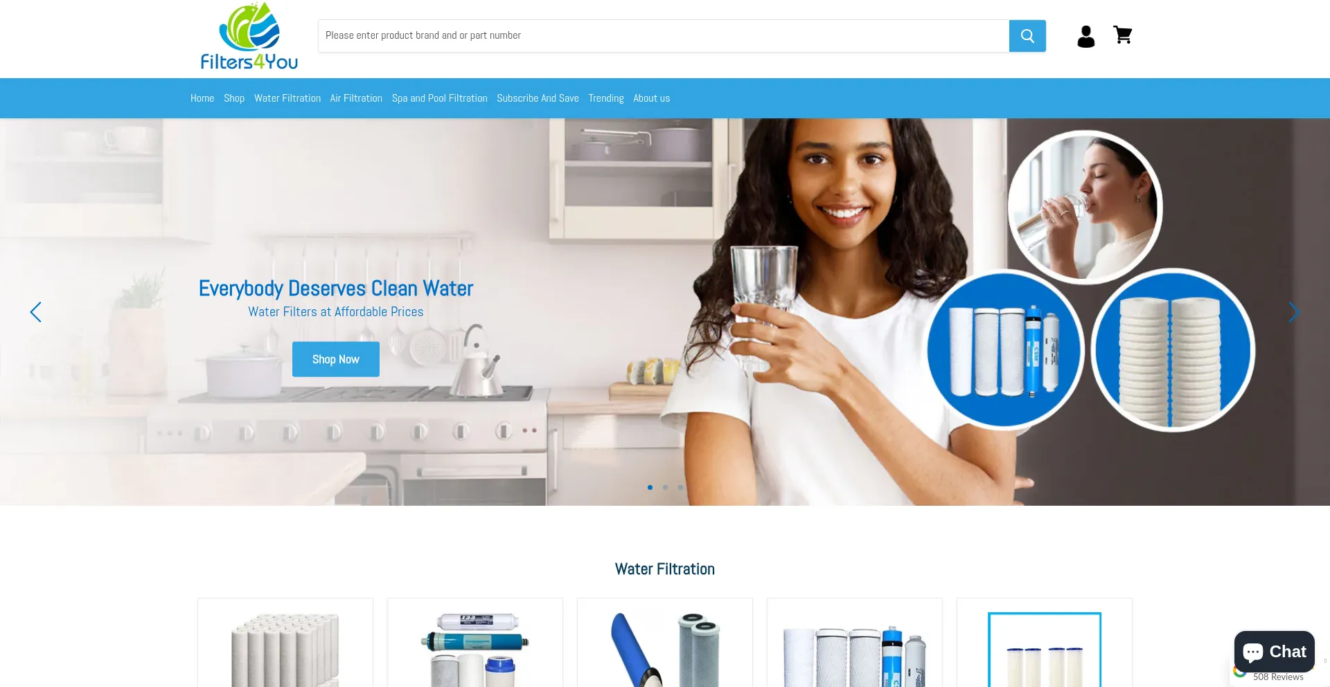 Website screenshot of Filters4you.net