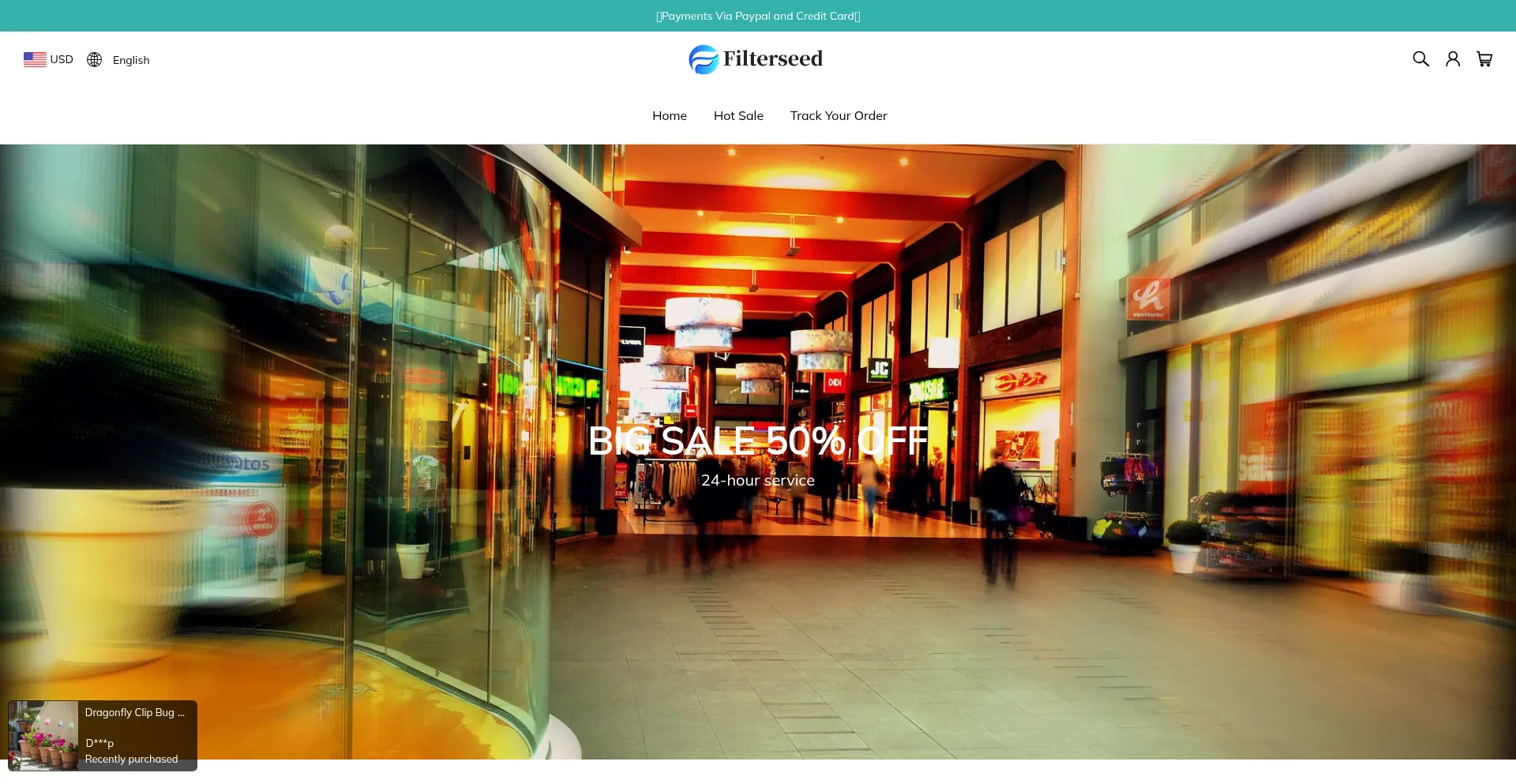 Website screenshot of Filterseed.com