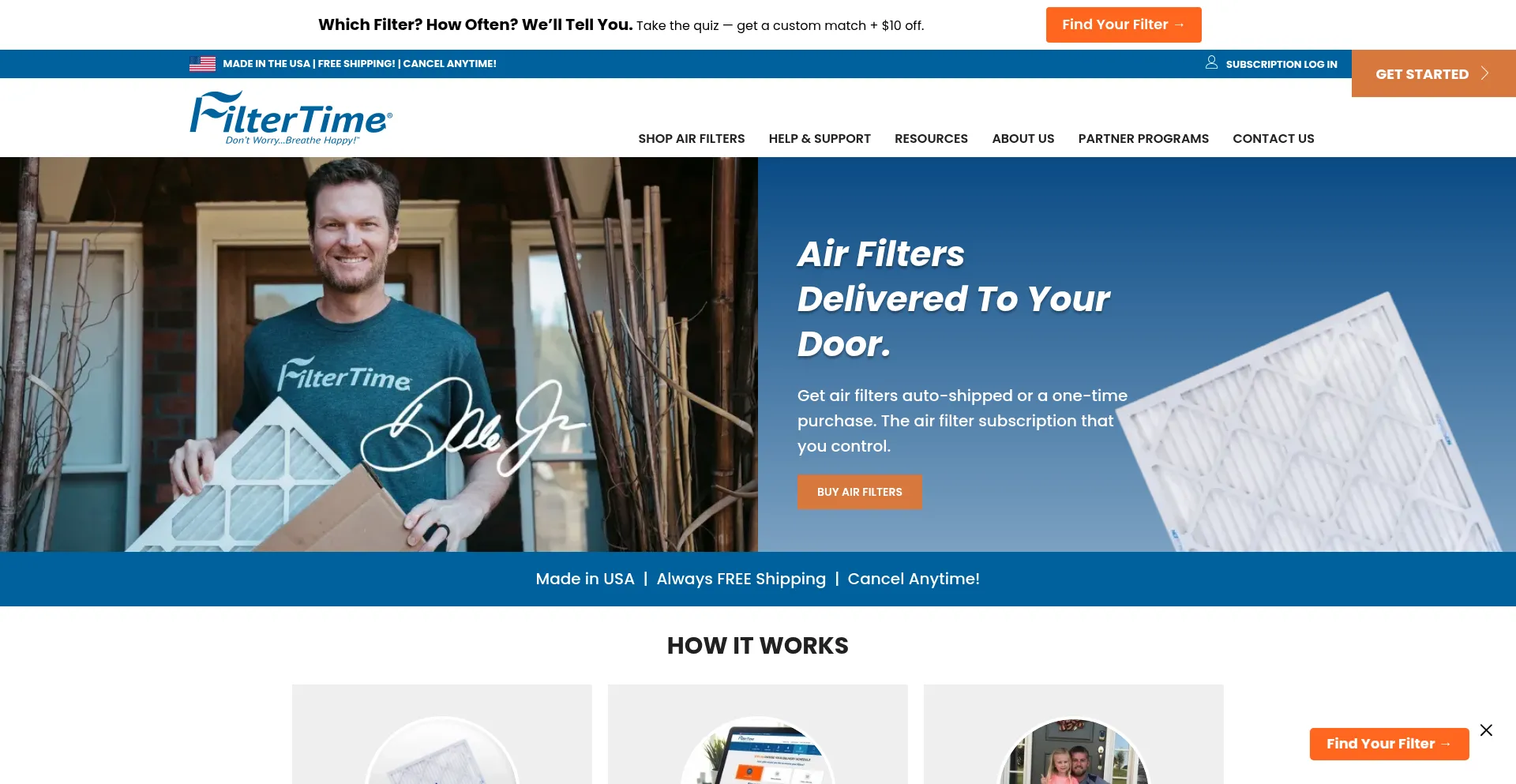 Website screenshot of Filtertime.com