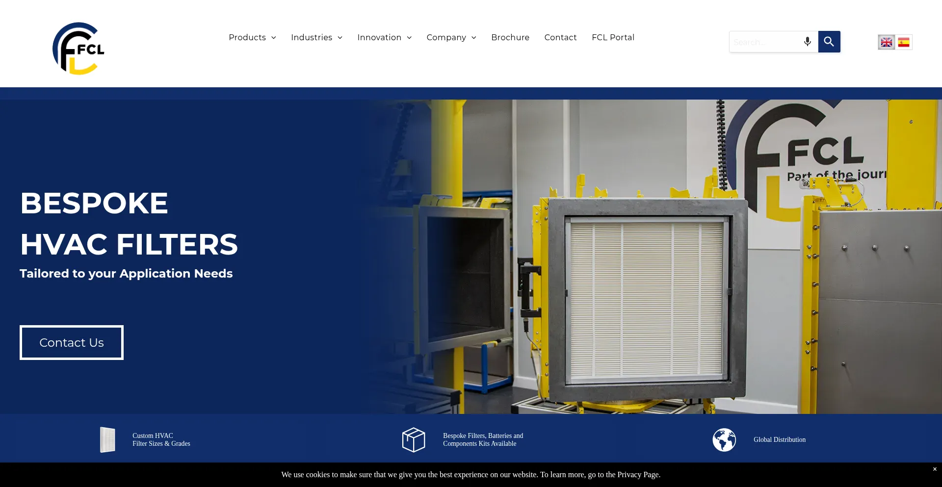 Website screenshot of Filtrationcontrol.com