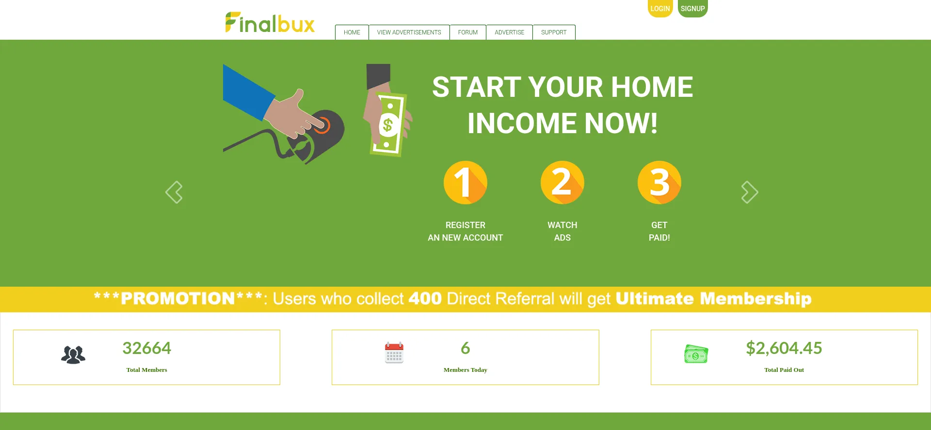 Website screenshot of Finalbux.com
