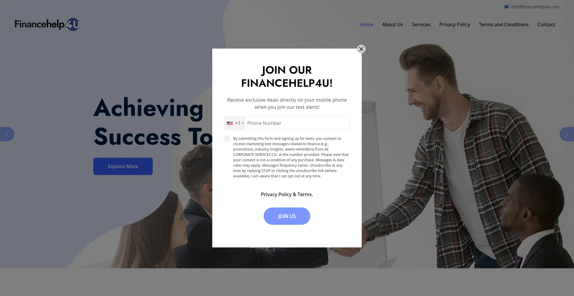 Website screenshot of Financehelp4u.com